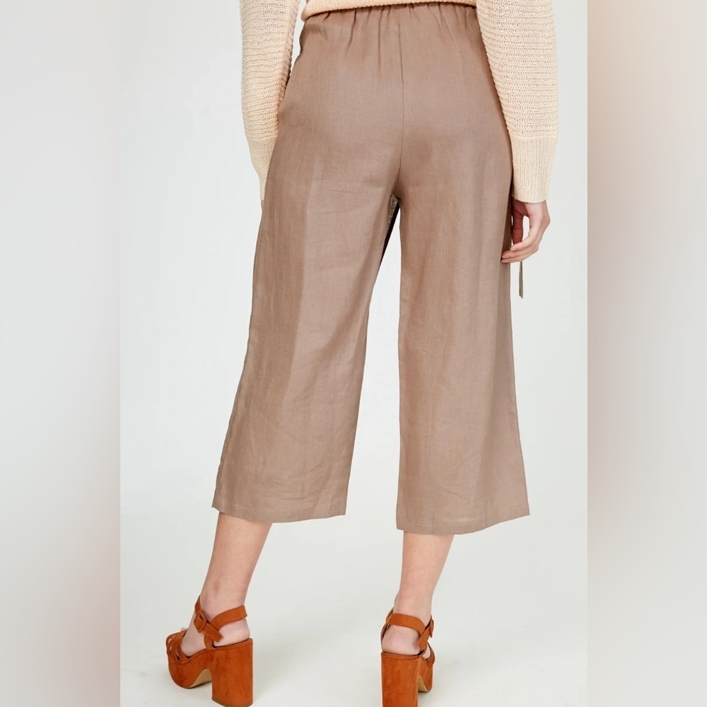 ECUPPER Cotton Wide Leg Pants Beige Women size L retro campana lightweight